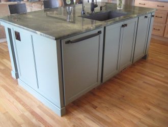 Light gray kitchen island cabinets